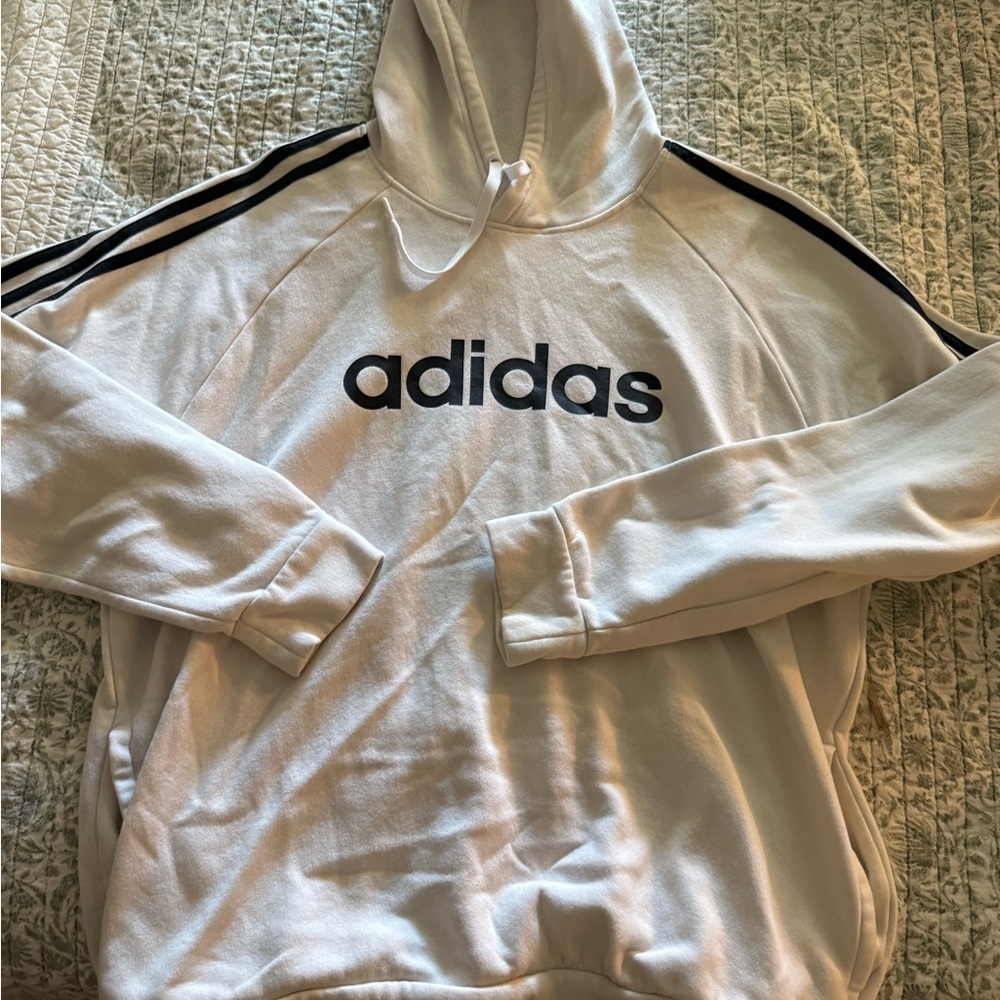 Adidas Cream Hoodie with Black Accents